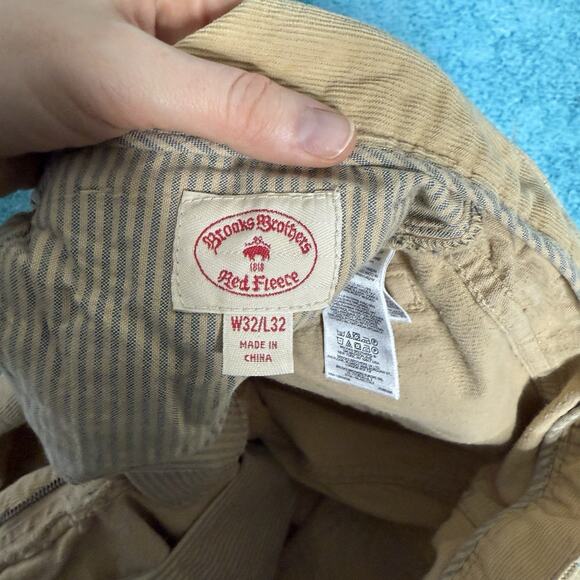 Brooks Brothers Pants Mens 32x32 Tan Light Brown Corduroy Stretch Red Fleece - Picture 12 of 16